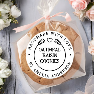 Pegatina Redonda Panadería personalizada minimal hecha a mano con a