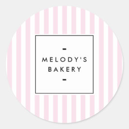 Pegatina Redonda Panadería Retro Pink Candy Stripes