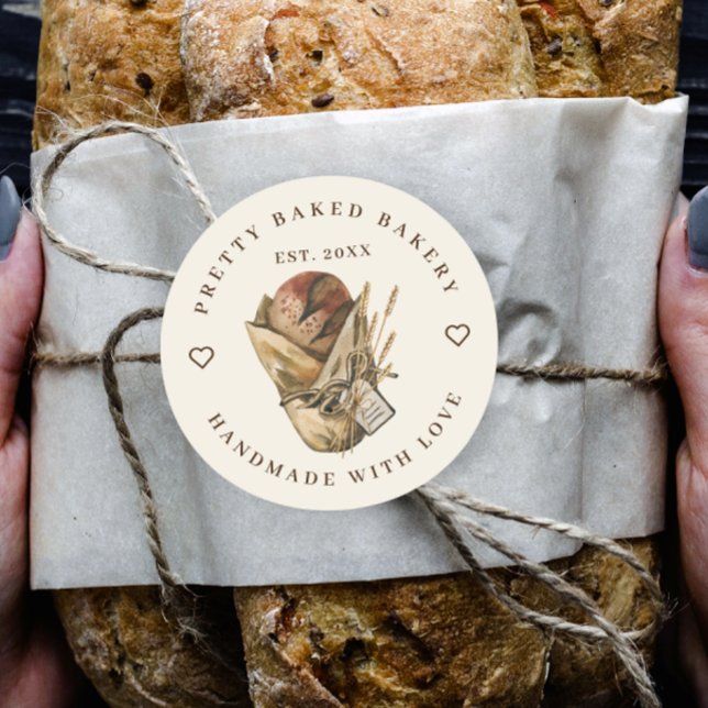 Pegatina Redonda Panadería Rustic Watercolor Bread (Subido por el creador)