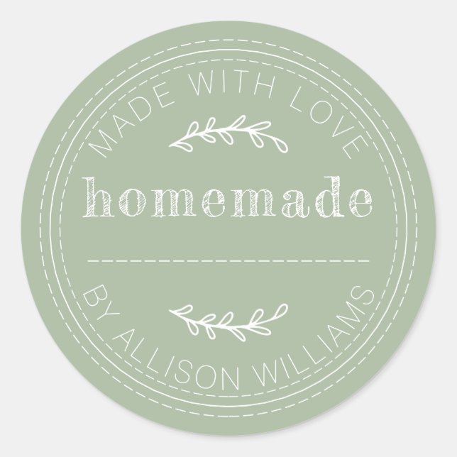 Pegatina Redonda Panadería Rústica Casera Lata de Mermelada Laurel  (Anverso)