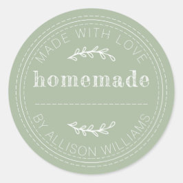 Pegatina Redonda Panadería Rústica Casera Laurel Verde Lata de Merm