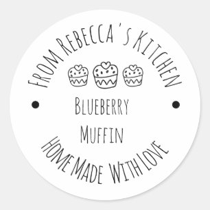 Pegatina Redonda Panadería Rústica Muffin Hecha a Mano con Amor Eti