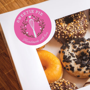 Pegatina Redonda Panadería sencilla, divertida y minimalista con el