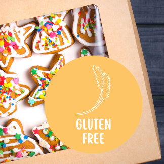 Pegatina Redonda Panadería sin gluten advertencia de alergia 