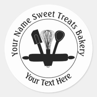 Pegatina Redonda Panadería Tratamientos dulces Utensils Personaliza