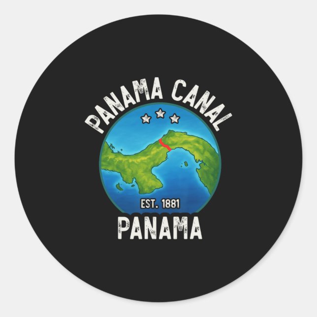 Pegatina Redonda Panama Canal Est.1881  (Anverso)