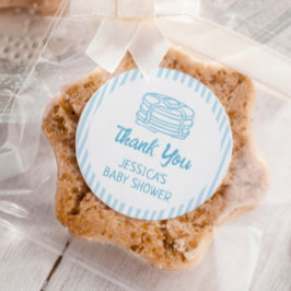 Pegatina Redonda Pancakes and Pajamas Breakfast Boy Baby Shower