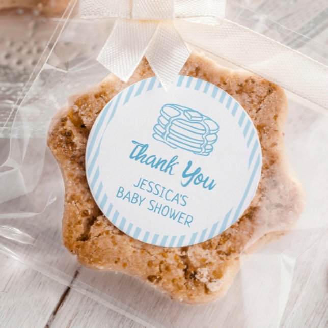 Pegatina Redonda Pancakes and Pajamas Breakfast Boy Baby Shower (Subido por el creador)