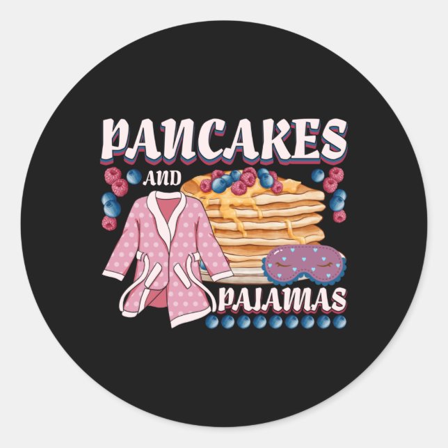 Pegatina Redonda Pancakes and Pajamas Lover Regalos de amor de panq (Anverso)