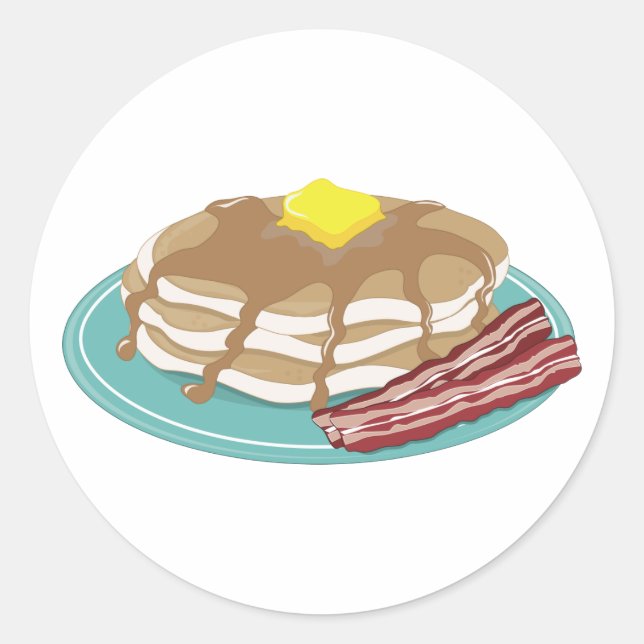 Pegatina Redonda Pancakes Bacon (Anverso)