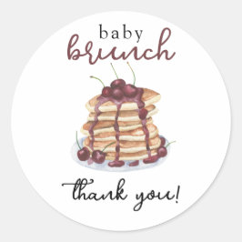 Pegatina Redonda Pancakes Sweet Cherry Baby Shower Gracias Tarjeta