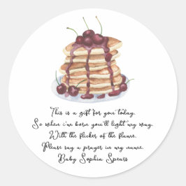 Pegatina Redonda Pancakes Sweet Cherry Prayer Candle Label