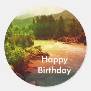 Pegatina Redonda Panch Tatva: Fuego de agua eólica en el cielo de l