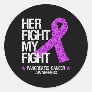Pegatina Redonda Pancreatic Cancer Awareness Purple Ribbon: Su Luch