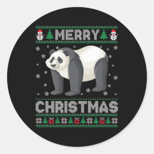 Pegatina Redonda Panda Animales Hombres Mujeres Niños Navidades Feo