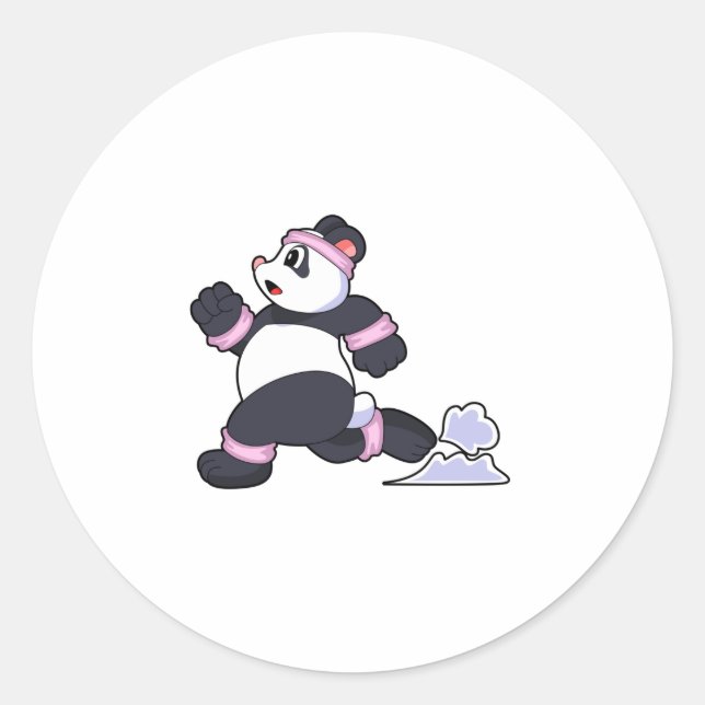 Pegatina Redonda Panda as Runner at Running (Anverso)
