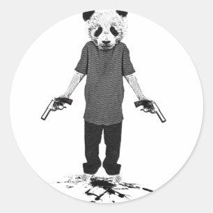 Pegatina Redonda Panda asesino