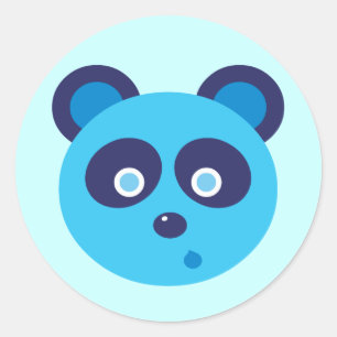 Pegatina Redonda Panda azul