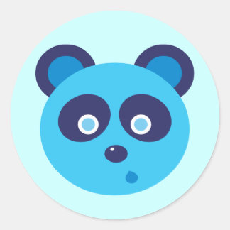 Pegatina Redonda Panda azul