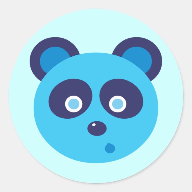 Pegatina Redonda Panda azul (Anverso)