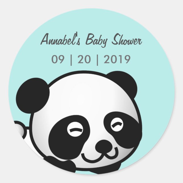 Pegatina Redonda Panda Baby Shower (Anverso)