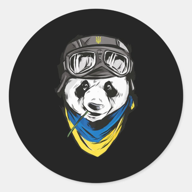Pegatina Redonda Panda Bandera ucraniana recuerdo ucraniano ucrania (Anverso)