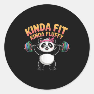 Pegatina Redonda Panda bastante en forma y esponjoso Gimnasio diver