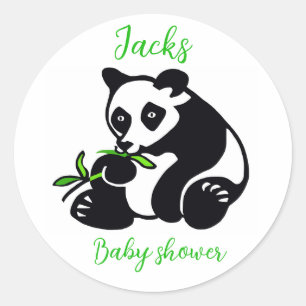 Pegatina Redonda PANDA Bear - Animal - Bebé ducha - Personalizado