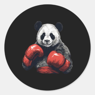 Pegatina Redonda Panda Bear con guantes de boxeo - Boxeo divertido