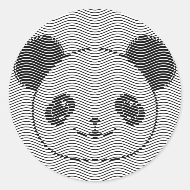 Pegatina Redonda Panda Bear Face On Wave Pattern (Anverso)