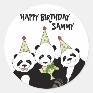 Pegatina Redonda Panda Bear Fiesta por Kindred Design