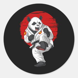 Pegatina Redonda Panda Bear Karate Kickboxing Kung Fu Taekwondo Mar