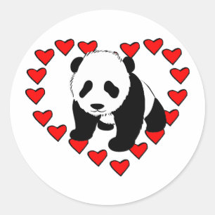 Pegatina Redonda Panda Bear Love
