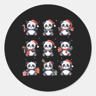 Pegatina Redonda Panda Bear Navidades Santa Hat Funny Animal Lover