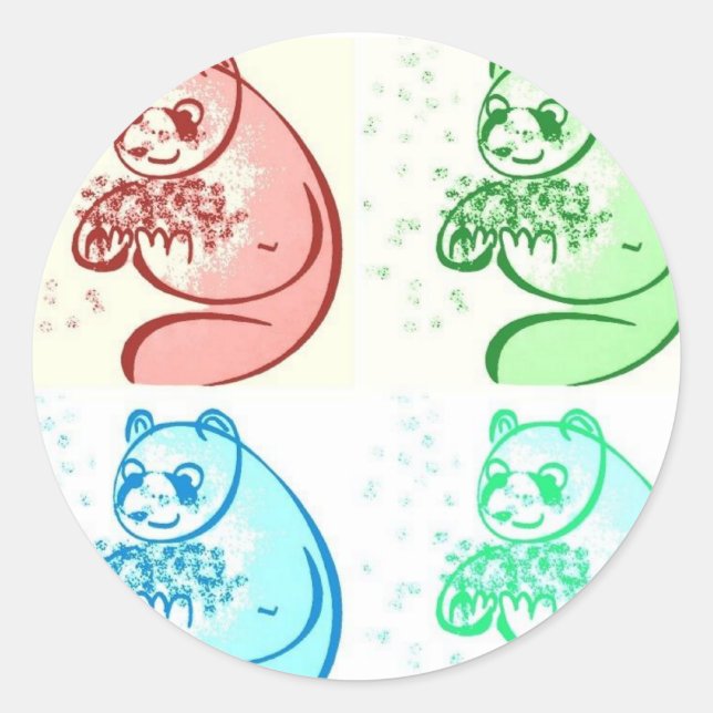 Pegatina Redonda Panda Bear Pop Art (Anverso)