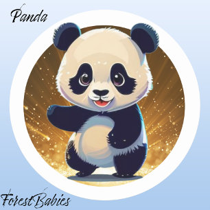 Pegatina Redonda Panda Bear 🐼 un animal australiano delicioso