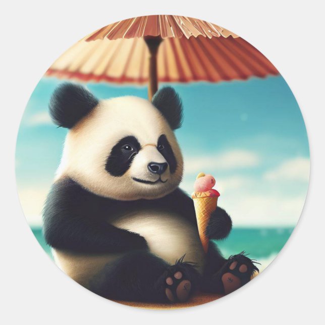Pegatina Redonda Panda Bears (Anverso)