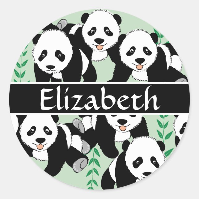 Pegatina Redonda Panda Bears Gráfico Personalizado (Anverso)