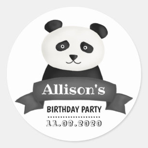 Pegatina Redonda Panda Birthday Party