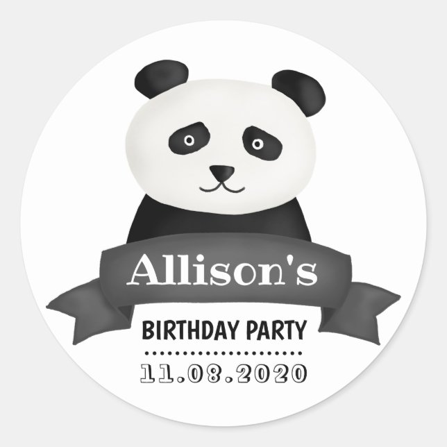 Pegatina Redonda Panda Birthday Party (Anverso)