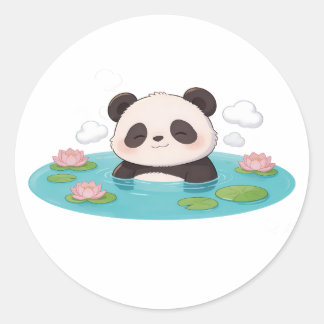 Pegatina Redonda panda,cálido,curativo,de ritmo lento,paz interior