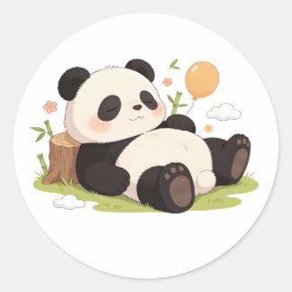 Pegatina Redonda panda,cálido,curativo,de ritmo lento,paz interior