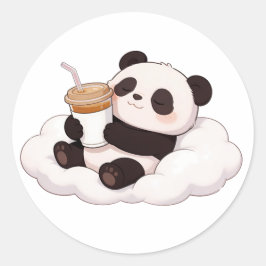 Pegatina Redonda panda,cálido,curativo,de ritmo lento,paz interior 