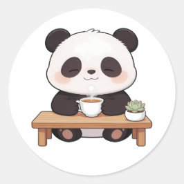 Pegatina Redonda panda,cálido,curativo,de ritmo lento,paz interior 