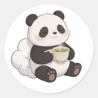 Pegatina Redonda panda,cálido,curativo,de ritmo lento,paz interior
