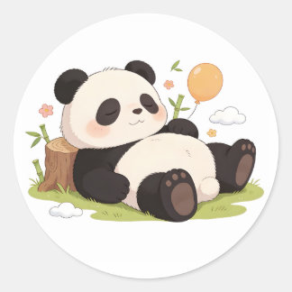 Pegatina Redonda panda,cálido,curativo,de ritmo lento,paz interior
