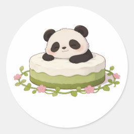 Pegatina Redonda panda,cálido,curativo,de ritmo lento,paz interior 