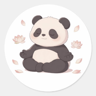Pegatina Redonda panda,cálido,curativo,pausado,paz interior #02