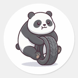Pegatina Redonda Panda Cansado
