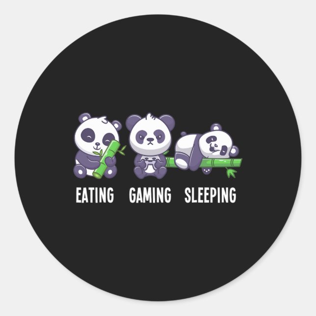 Pegatina Redonda Panda Comer Juguetes Dormiendo Para Juego Multijug (Anverso)